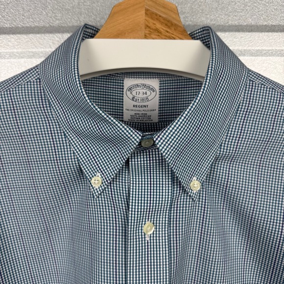 Brooks Brothers Other - Brooks Brothers Regent Non-Iron Supima Cotton Blue Gingham Dress Shirt 17-34